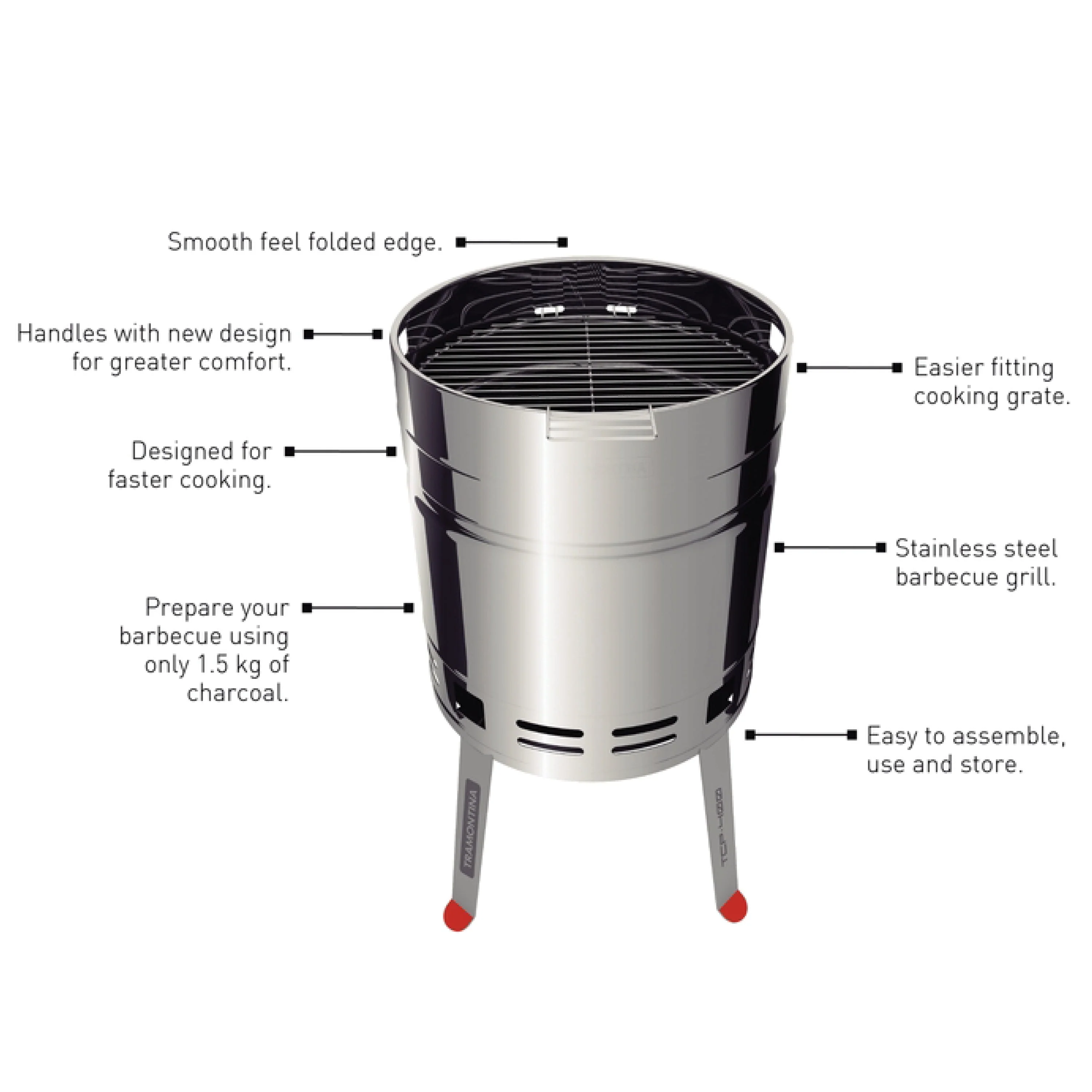 15.5 Inch Stainless Steel Round BBQ Charcoal Grill with Lid