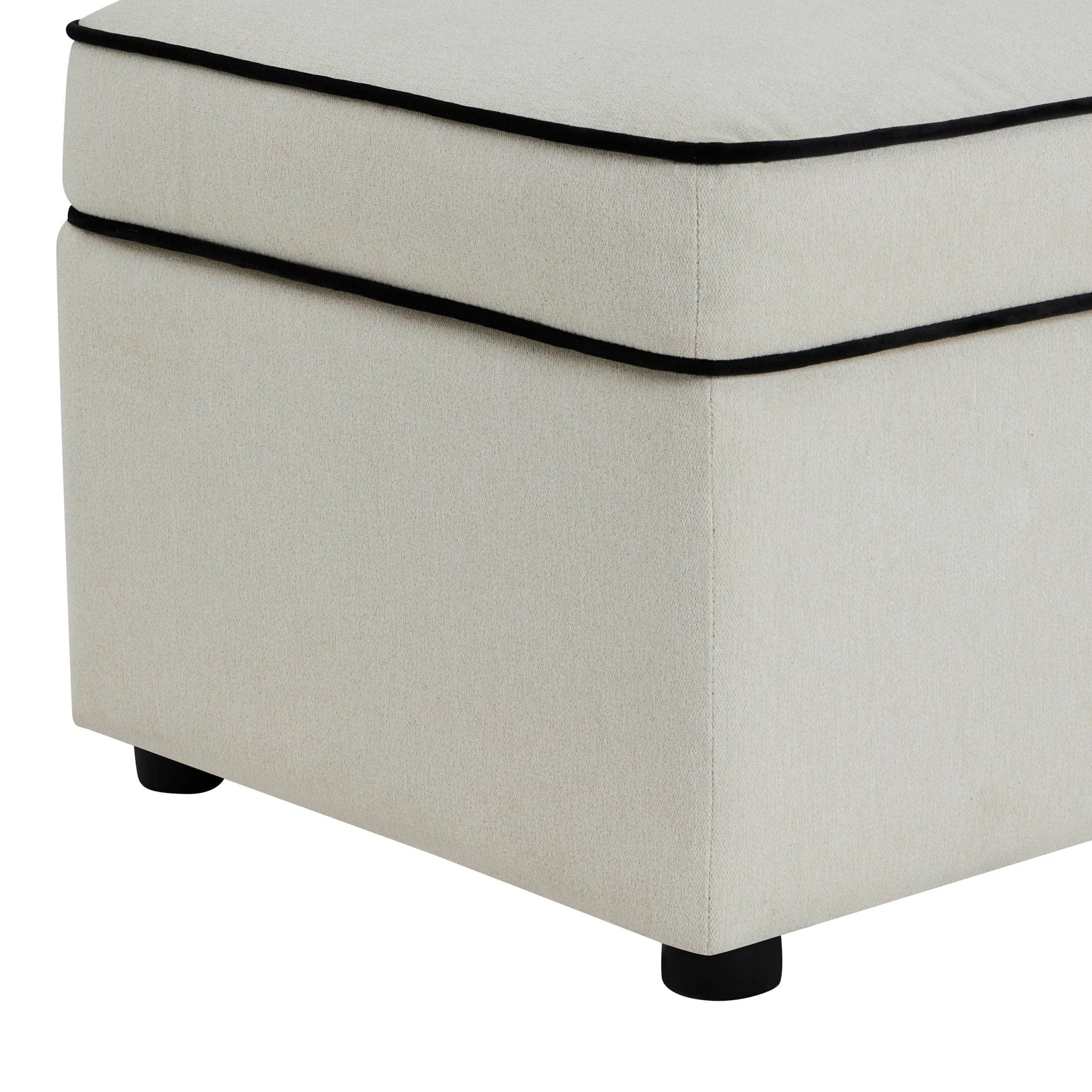 Rectangle Ottoman Storage - Cream Linen/Black