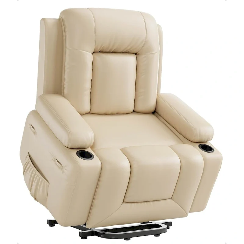 Faux Leather Power Lift Recliner, Heat & Massage, 1-Person �� Cognac / Coffee / Tan / Grey / Beige