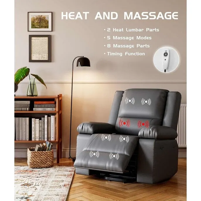 Faux Leather Power Lift Recliner, Heat & Massage, 1-Person �� Cognac / Coffee / Tan / Grey / Beige