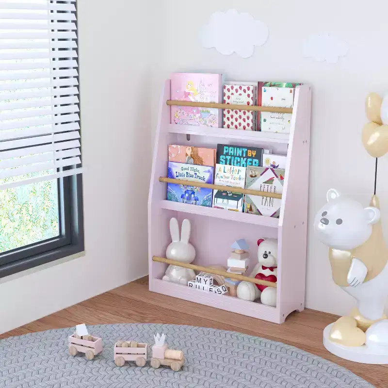 3-Tier Kids Bookshelf – Pink