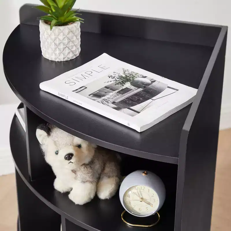VECELO Corner Cabinet, 3-Tier Cube Storage Organizer, Triangle Bookcases with 8 Cubbies