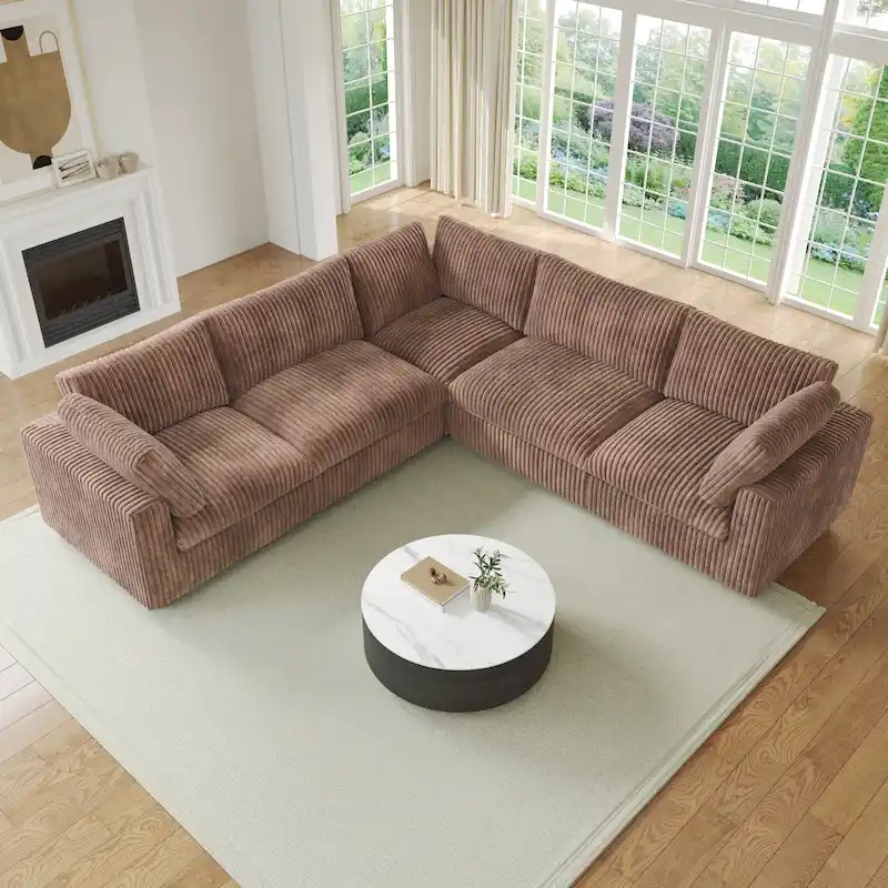 Cloud Corner Sofa Soft Plush Upholstered Modular Sectional Sofa Down Filled Living Room Couch
