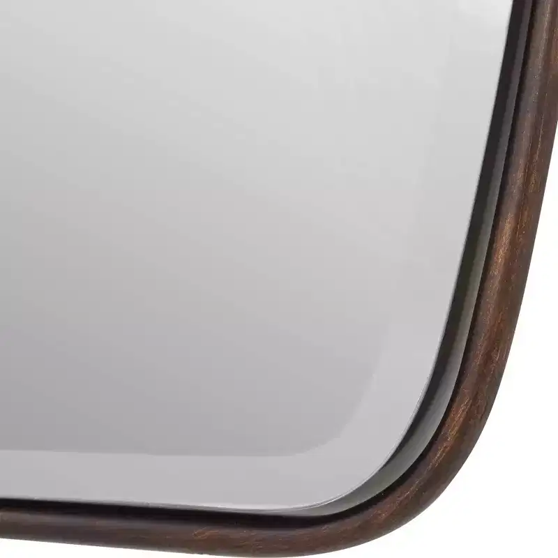 Rectangular Beveled Wall Mirror with Dark Bronze Metal Frame