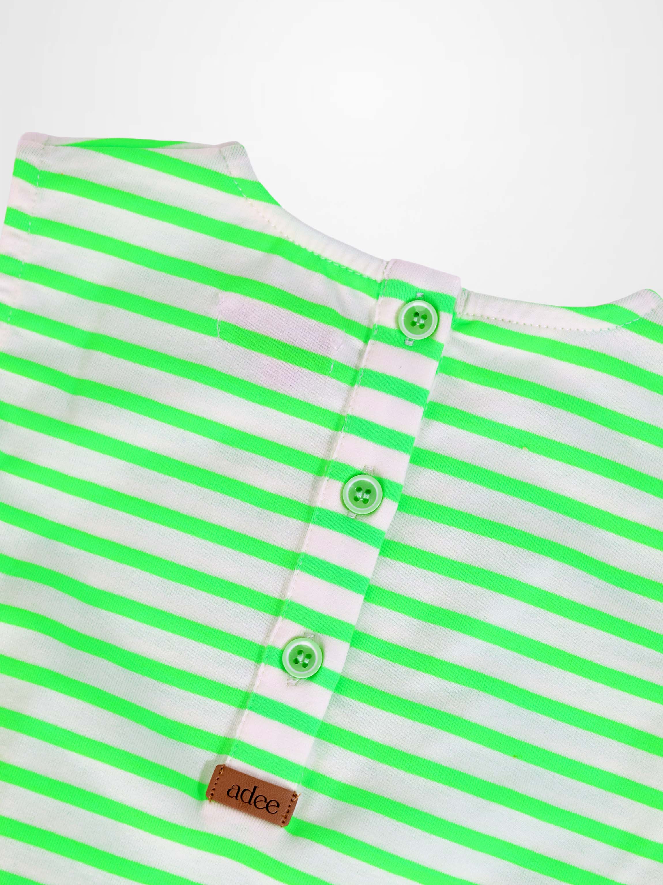 Neon Green Striped Romper for Baby Boys