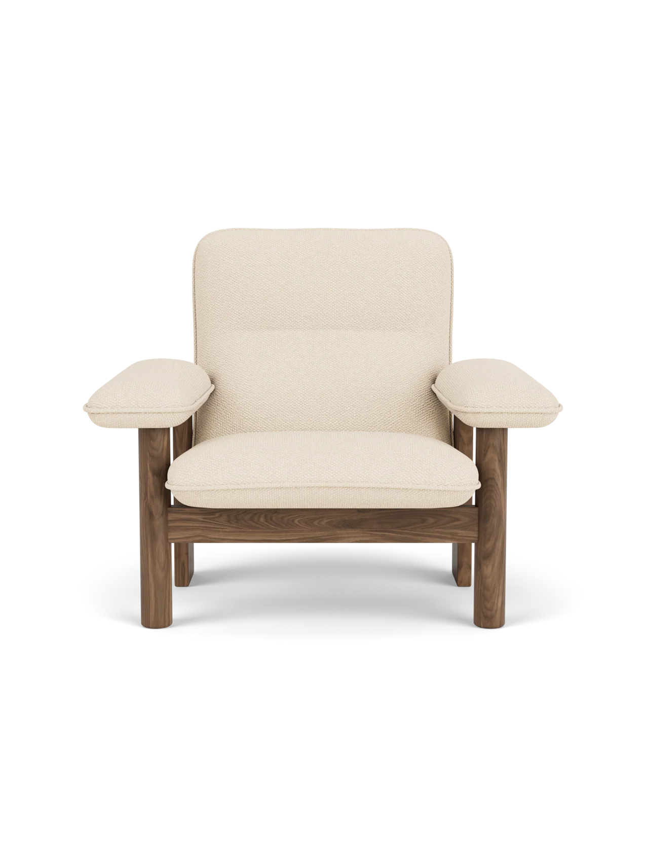 High Back Lounge Chair in Textile Solid Wood Frame, Exaggerated Armrests