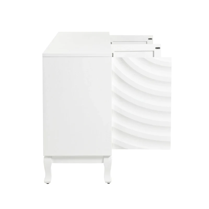 Arched Wavy Pattern Doors Elegant Sideboard with Adjustable Shelves