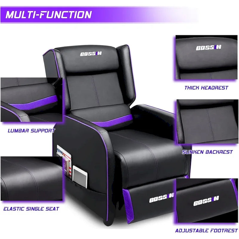 PU Leather Ergonomic Gaming Single Recliner Sofa for Living Room