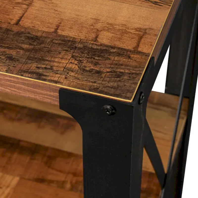 80-Inch Industrial TV Stand – Espresso / Walnut / White, Wood & Metal, Open Shelving with Mesh Door