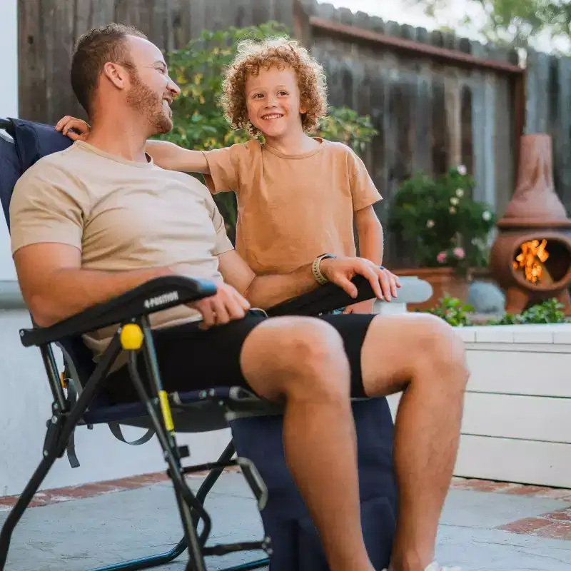 GCI Outdoor Legz Up Lounger Portable Folding Recliner Chair - Heathered Indigo
