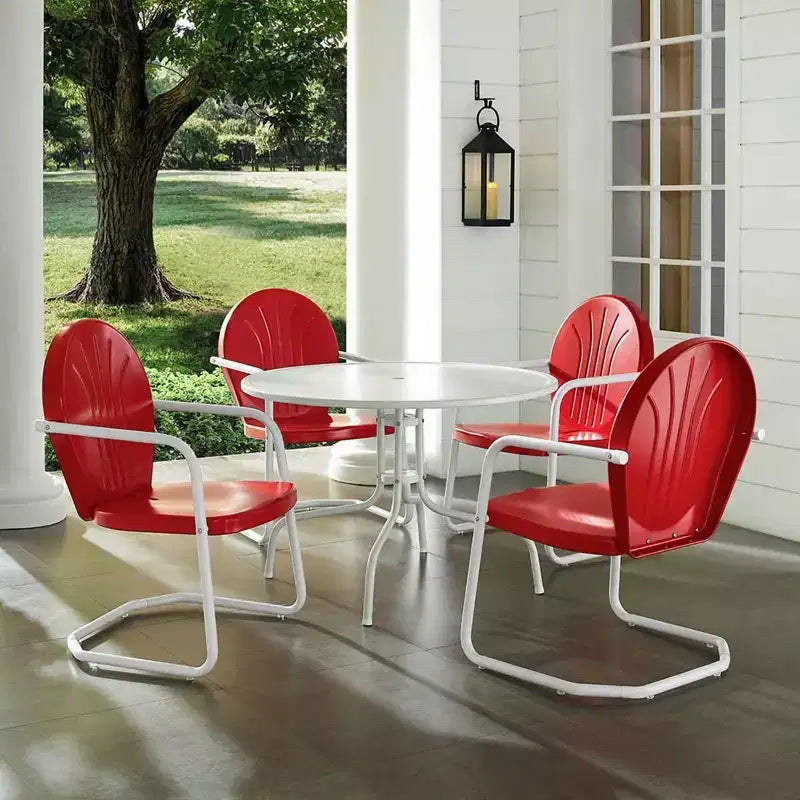 HomeStock Griffith 5Pc Outdoor Metal Dining Set - Table & 4 Chairs