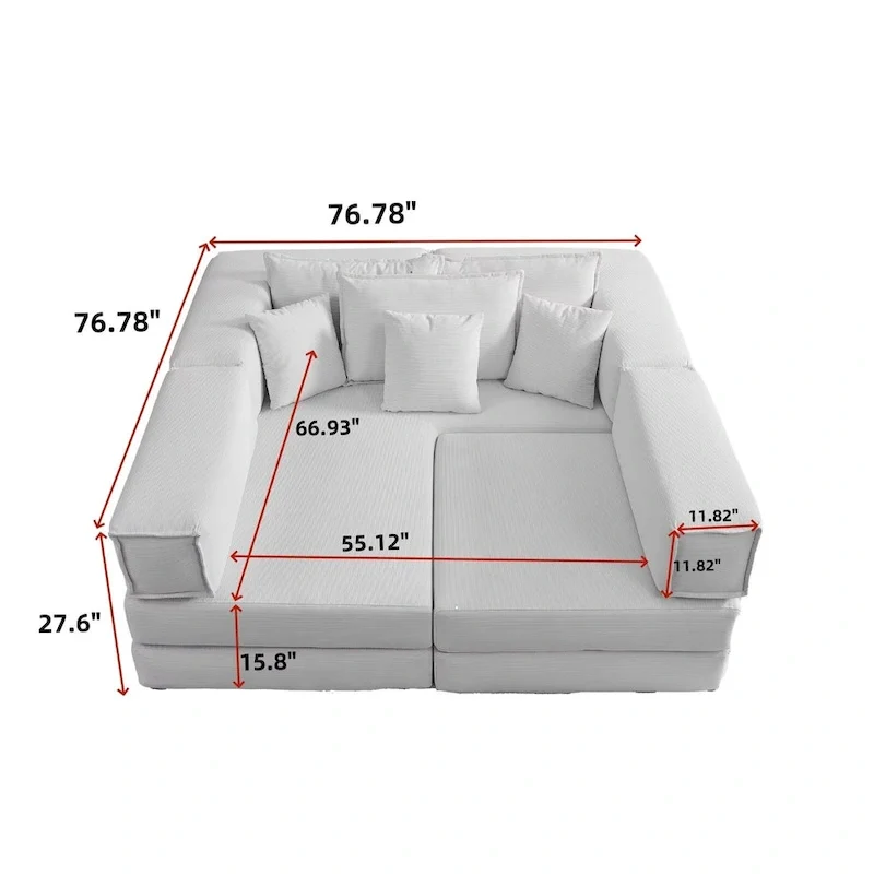 118.2 Oversized Upholstered Sectional Sofa, DIY Corduroy Sofa
