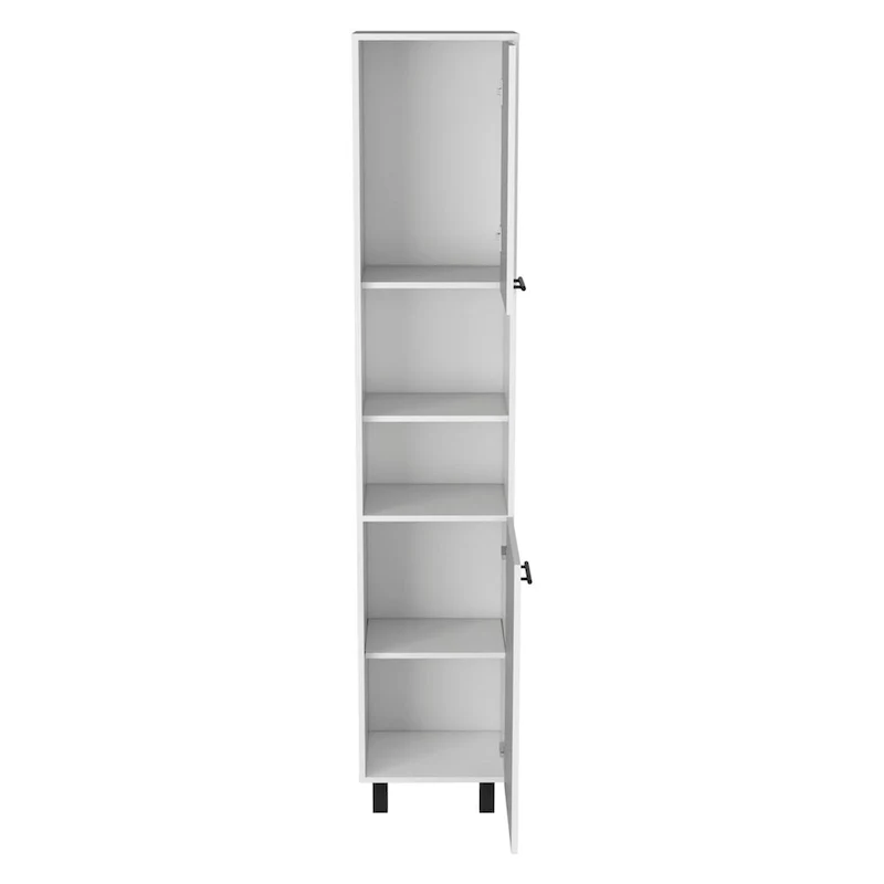 Pantry Cabinet with Three Interior Shelves, White Finish