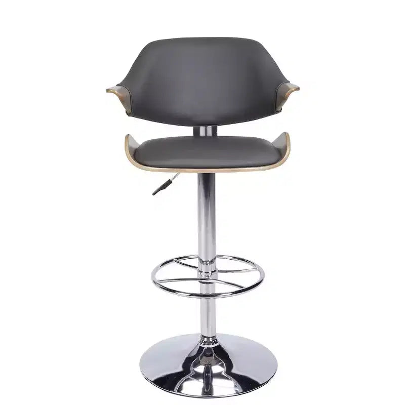 Curved Back Pneumatic Adjustable Bar Stool, Height-Adjustable Swivel Seat