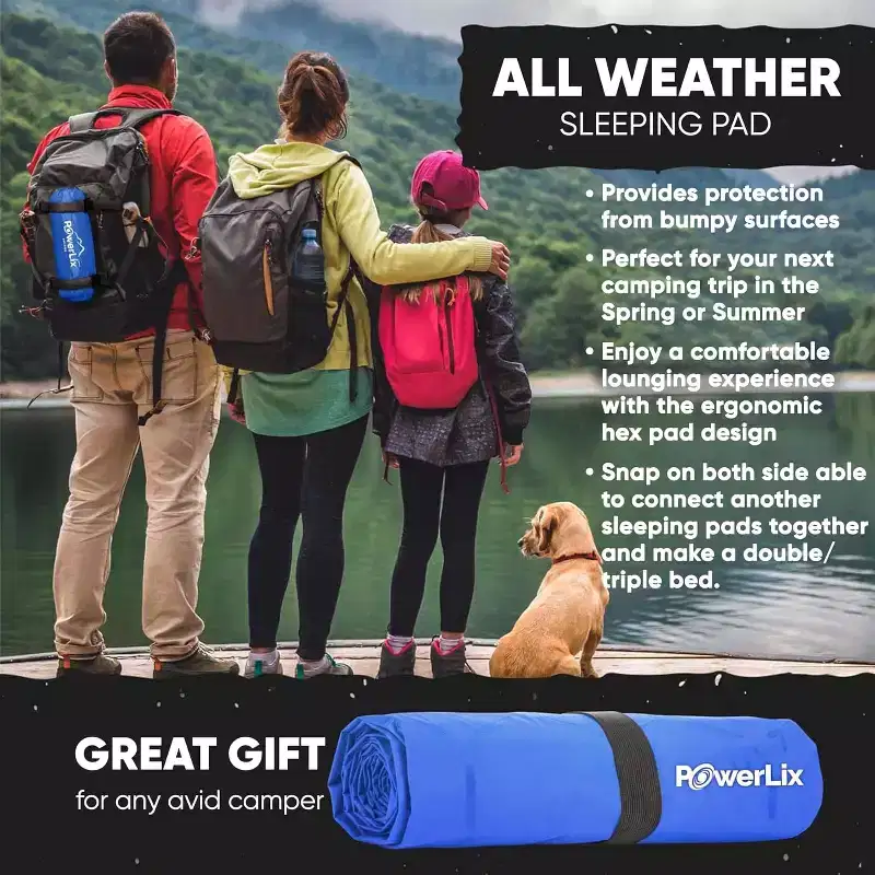 PowerLix Ultralight Sleeping Pad with Inflating Bag, Compact Hiking & Camping Mat