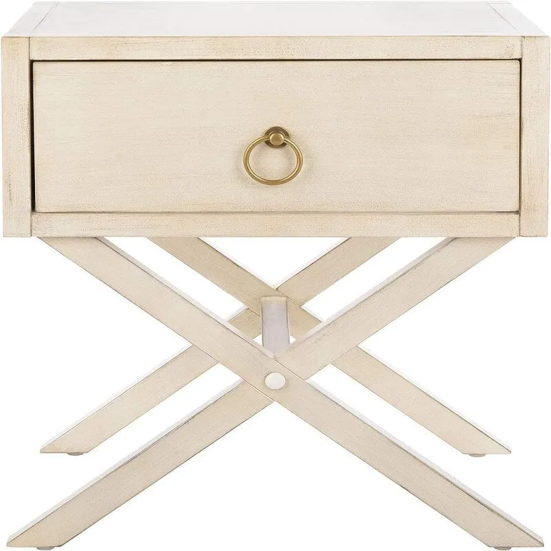 Navy and Gold 1-Drawer Nightstand | Glam Style Bedside Table