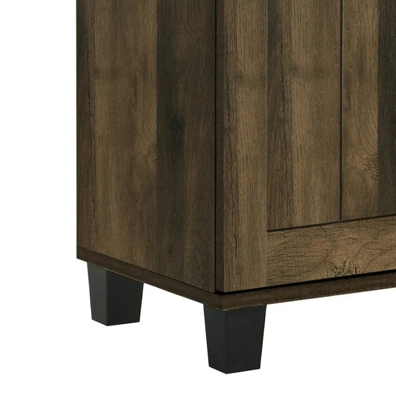 45-Inch 3-Door Shoe Cabinet – Brown / Grey, Modern Style, 6 Adjustable Shelves