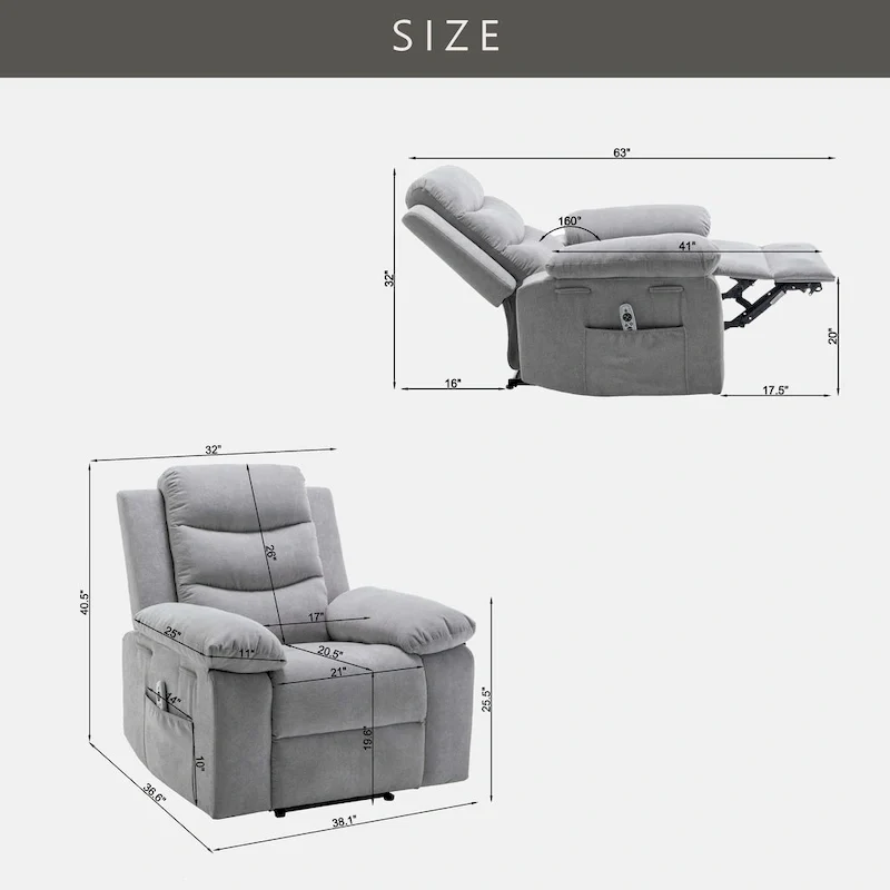 Power Recliner Chair with Heat & Vibration Massage