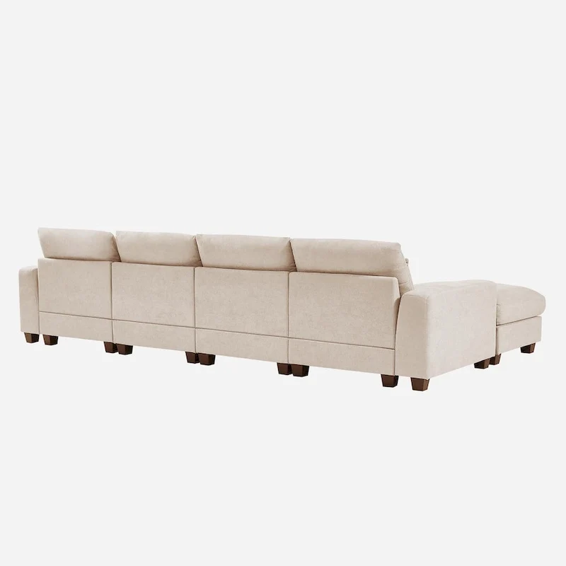 L-Shape Sectional Sofa with Reversible Chaise and Feather-Filled Cushions