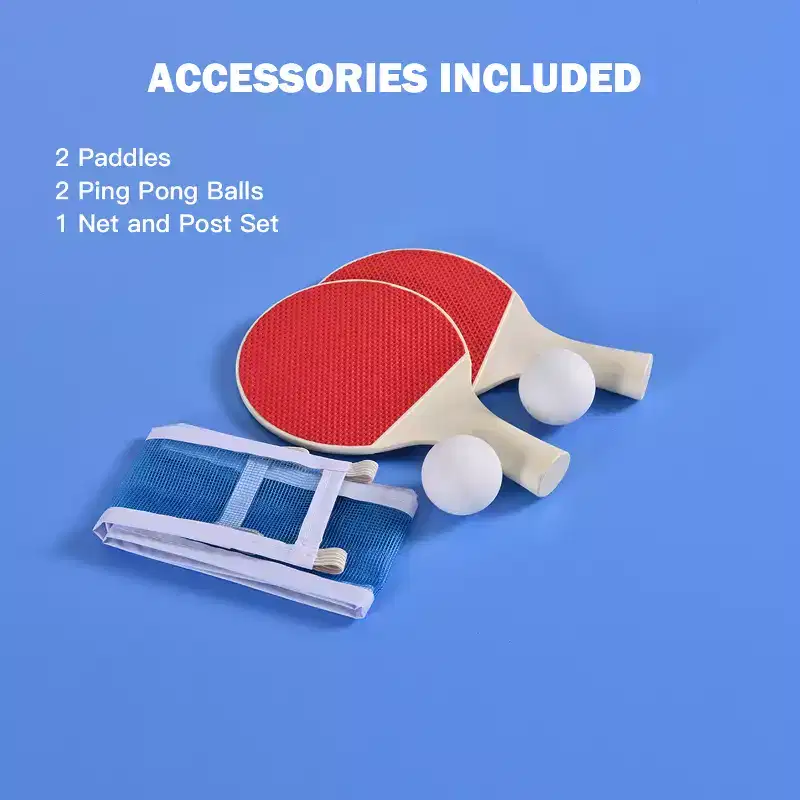 Costway 60'' Portable Table Tennis Ping Pong Folding Table with Accessories Indoor Game Red/Blue