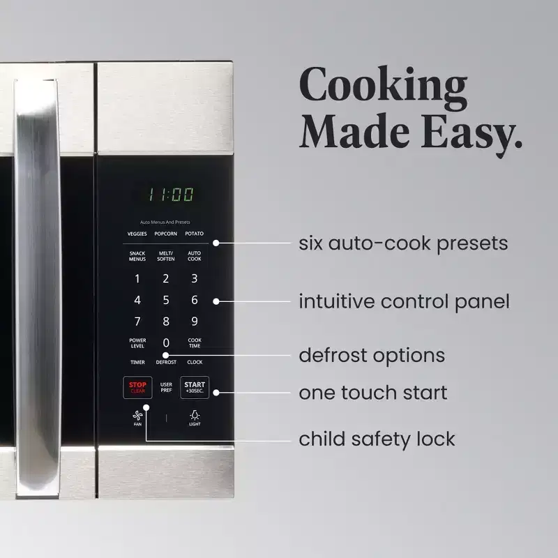 Farberware 1.7 Cu. Ft. Over-the-Range Microwave, 1000W with Smart Sensor Cooking