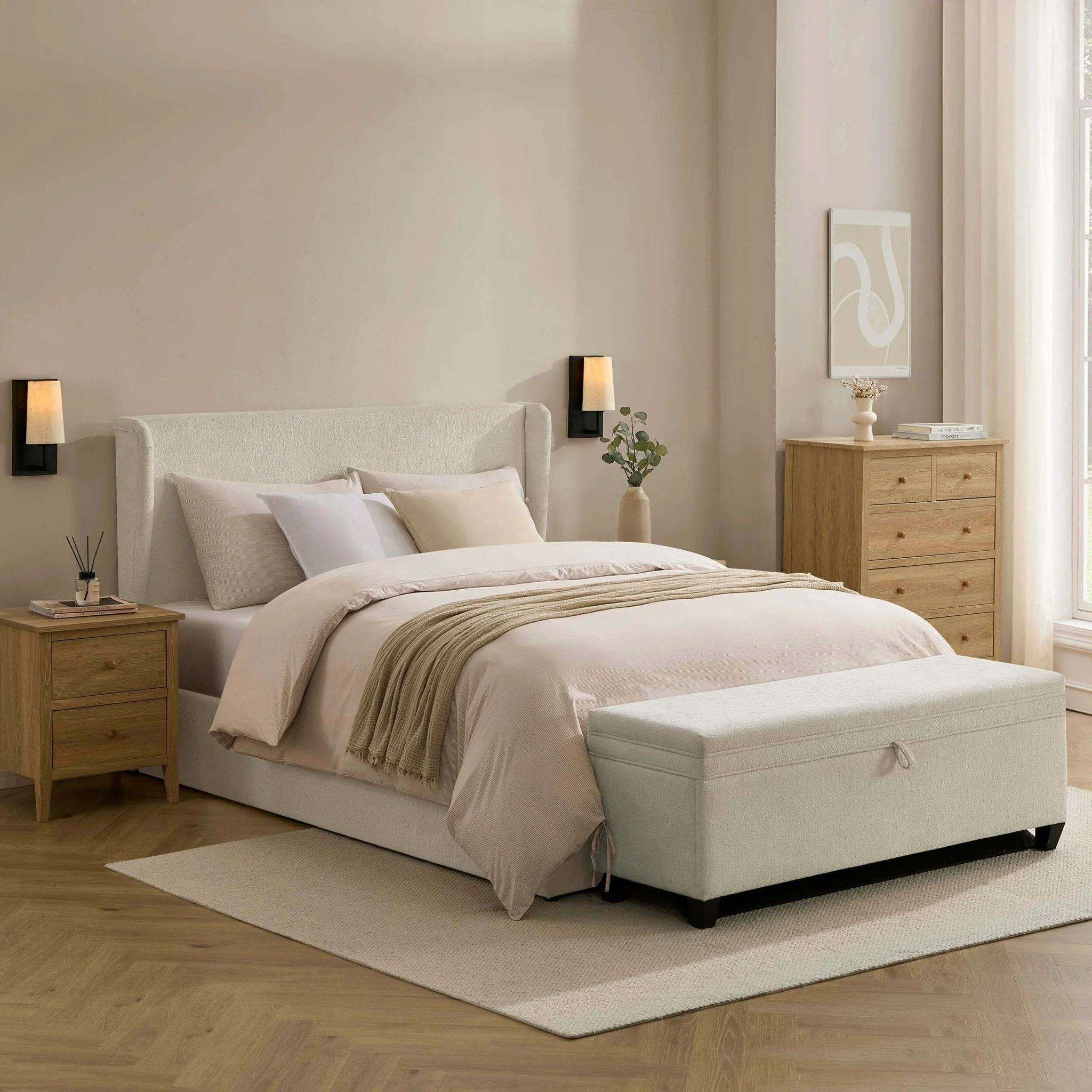 Storage Bed - Chenille Ecru