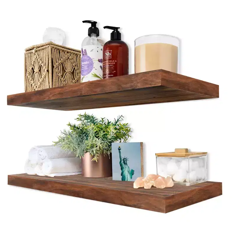 Sorbus 2 Pack 24 Solid Wood Floating Shelves - for Bathroom Decor, Books, Bedroom & Living Room