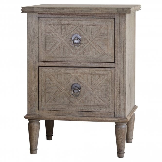 Natural Wood 2 Drawer Bedside Table
