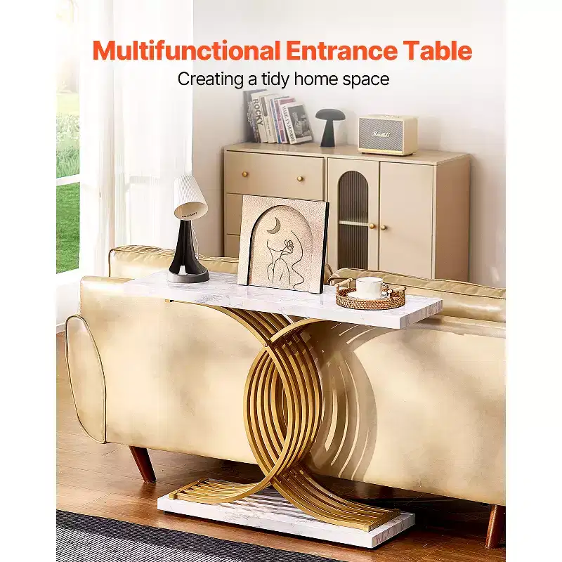 VEVOR Narrow Console Sofa Table, 39.4 inches Behind Couch Table, 1-Tier Long Entryway Table and Skinny Hallway Table, Narrow Sofa Table, White
