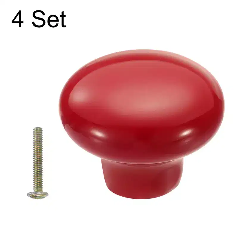 Unique Bargains Round Ceramic Drawer Knobs with Screw for Cupboard Wardrobe 4 Pcs