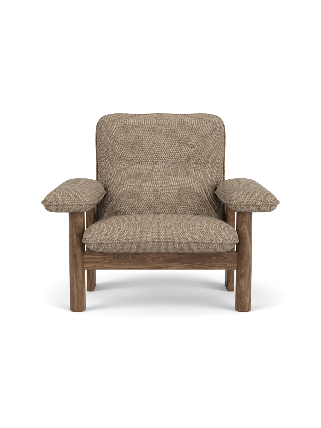 High Back Lounge Chair in Textile Solid Wood Frame, Exaggerated Armrests