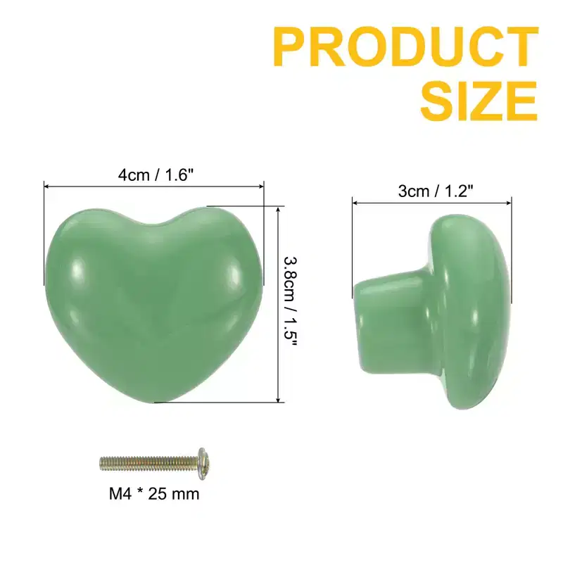 Unique Bargains Heart-Shaped Ceramic Drawer Knobs with Screw for Cupboard Wardrobe 2 Pcs