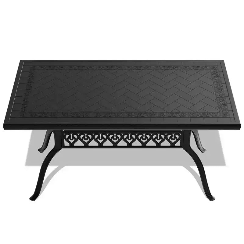5-Piece Rectangular Cast Aluminum Patio Dining Set for Outdoor Backyard Garden Deck Poolside with Cushions