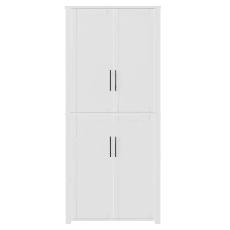 PexFix Kitchen Pantry Cabinet Freestanding Food Storage Cabinet with 4 Doors & Adjustable Shelves Floor Utility Storage Organizer