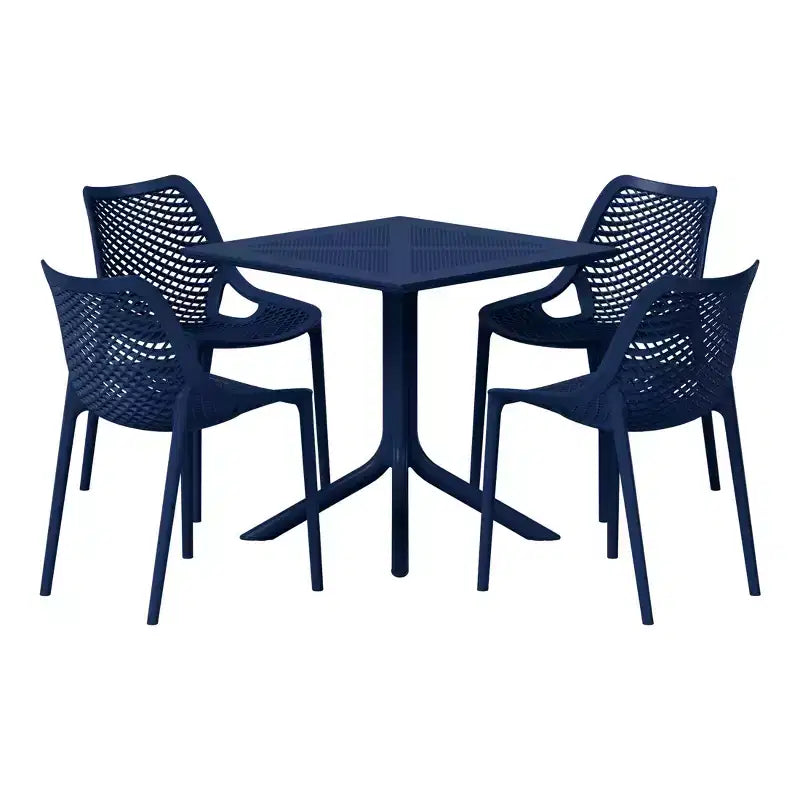 WestinTrends Playa 5-Piece Modern Square Patio Dining Table Set with Stackable Patio Dining Chairs