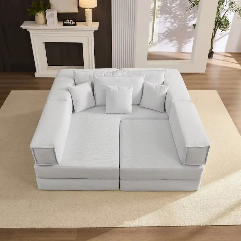 118.2 Oversized Upholstered Sectional Sofa, DIY Corduroy Sofa