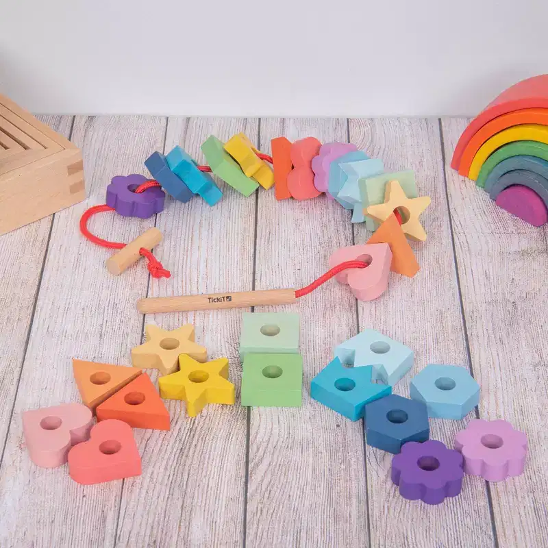 TickiT Rainbow Wooden Lacing Shapes