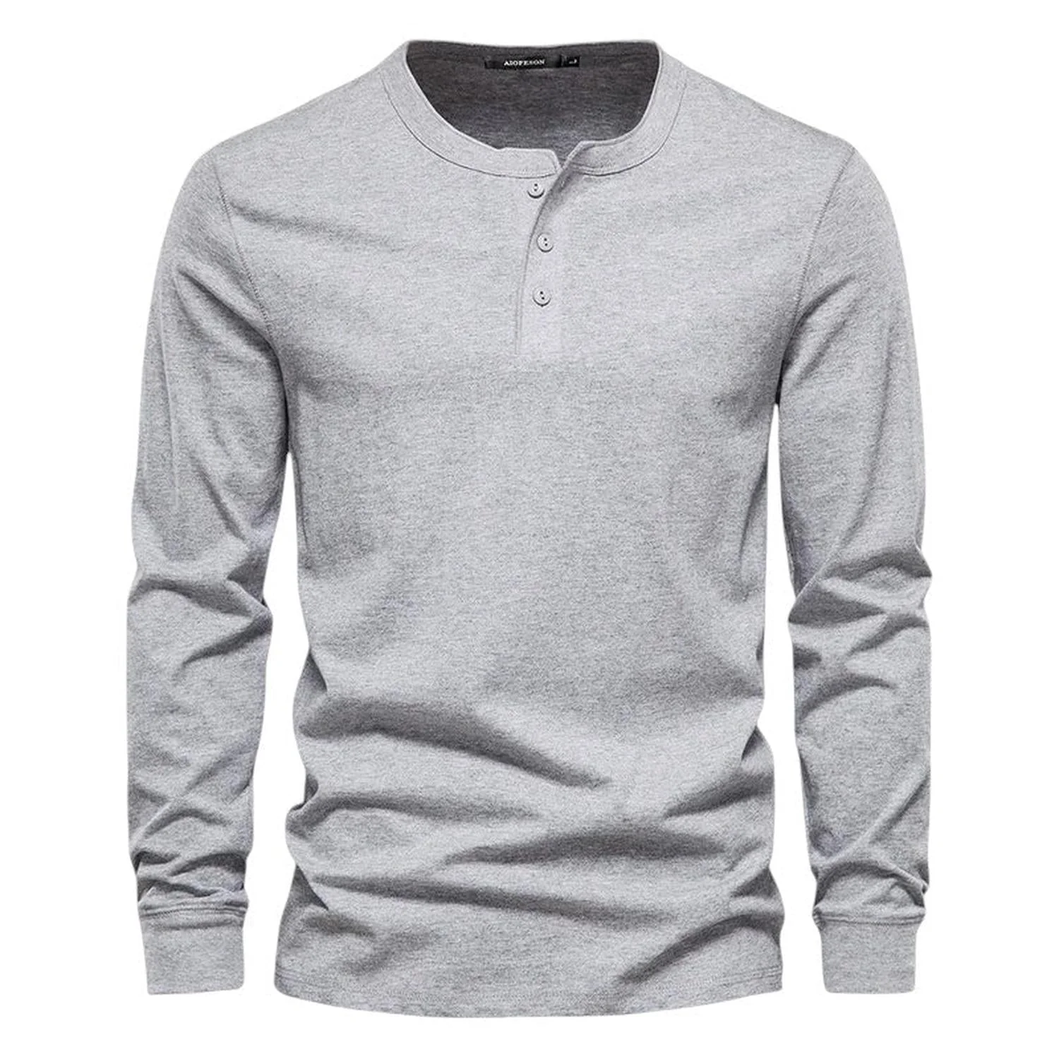 T-Shirt Men Long Sleeve Collarless