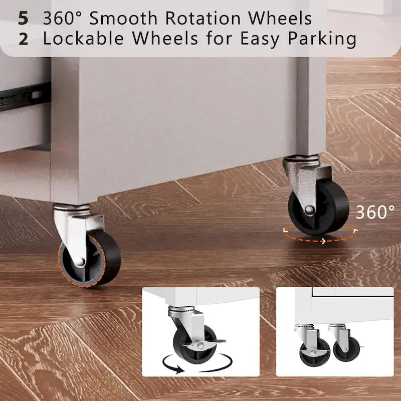 White Drop Leaf Kitchen Island Cart for 1–2 Person, No Stool