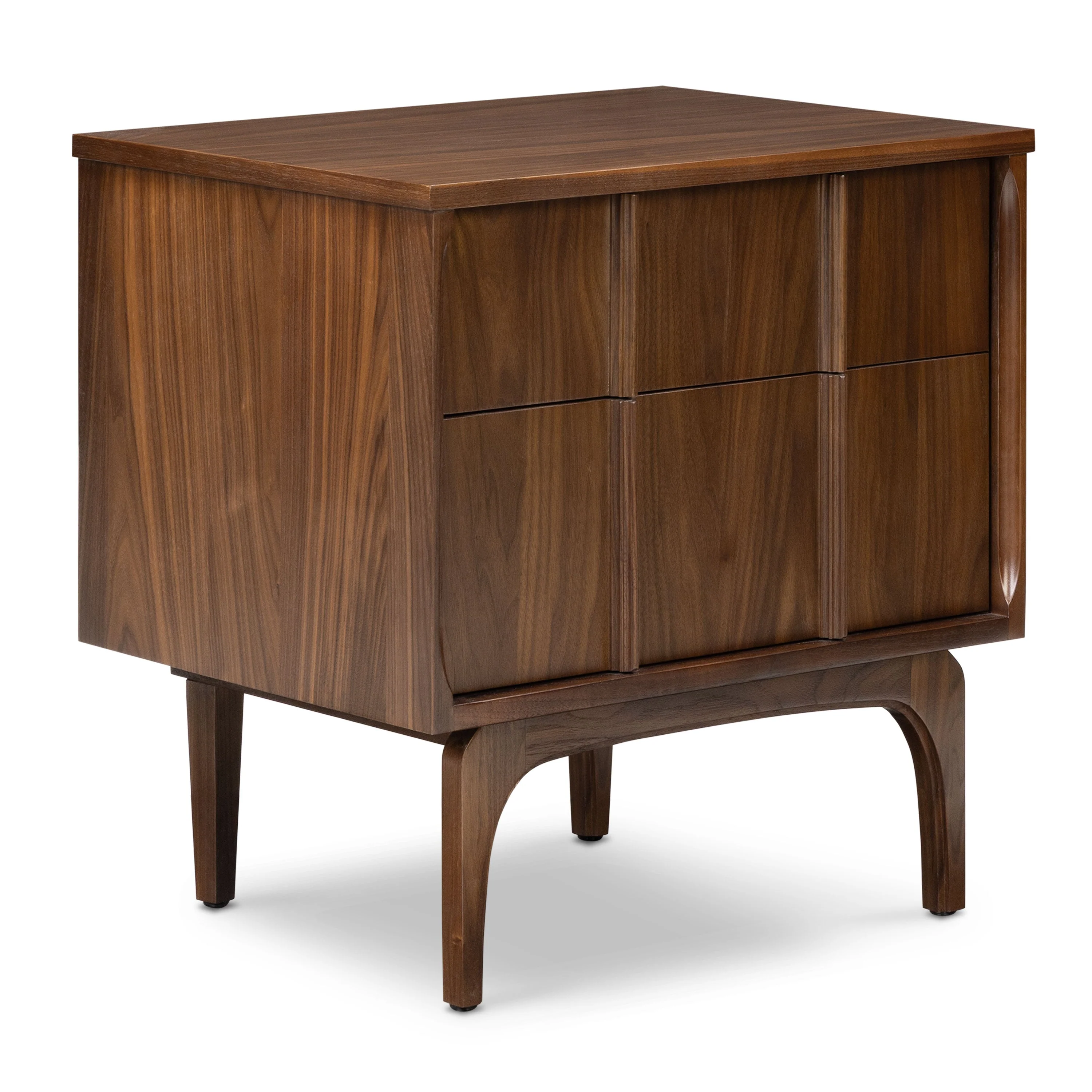 Mid-Century Modern Walnut Walnut Wood Nightstand with Solid Walnut