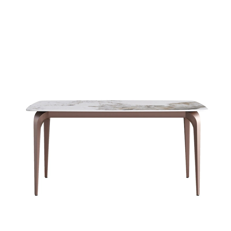 White & Black / Purple / Gold Sintered Stone Top Dining Table with Metal Legs for 4–6 Person
