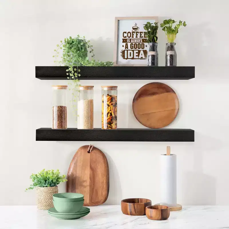 Sorbus 2 Pack 24 Solid Wood Floating Shelves - for Bathroom Decor, Books, Bedroom & Living Room