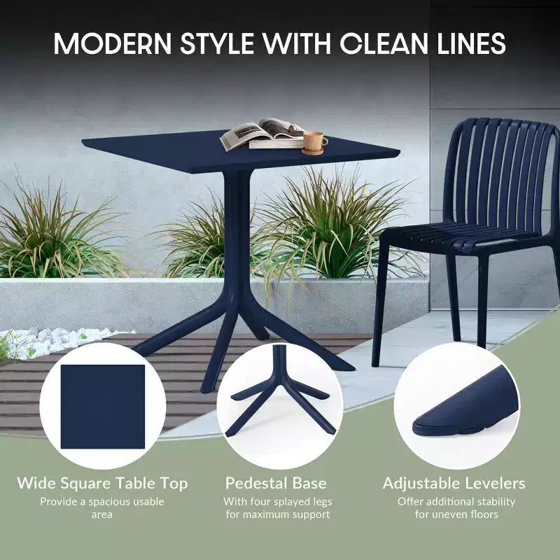 WestinTrends Playa 5-Piece Outdoor Resin Square Patio Dining Table Set with Stackable Patio Dining Chairs