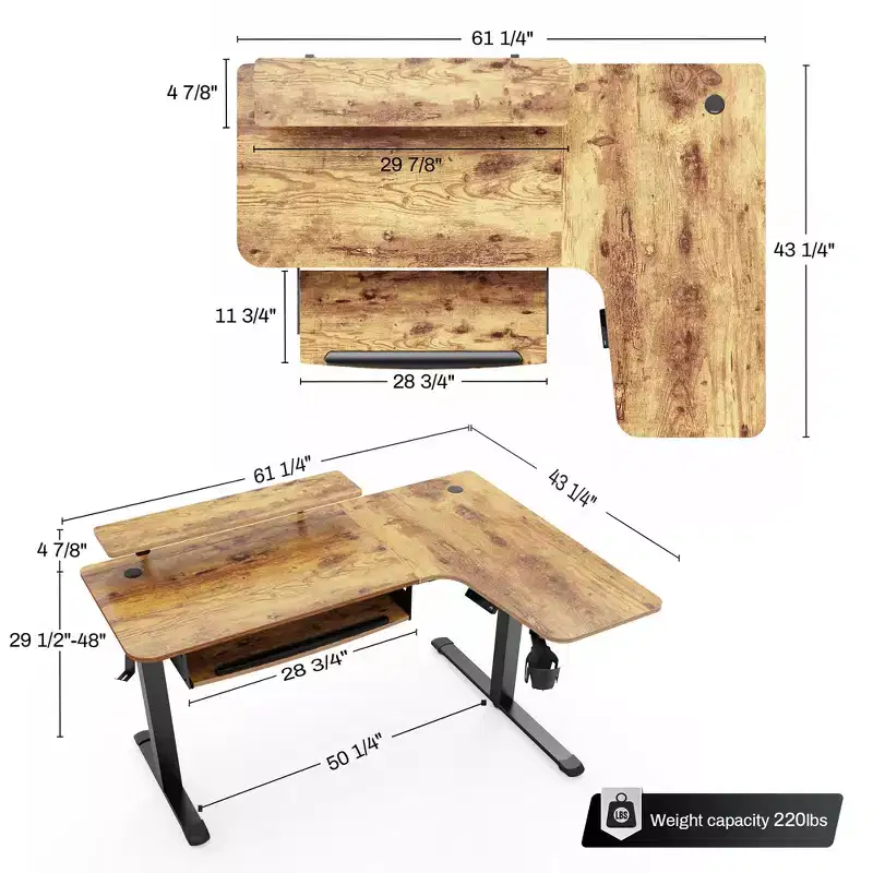 EUREKA ERGONOMIC 60x23 L Shaped Standing Desk with Accessories Set