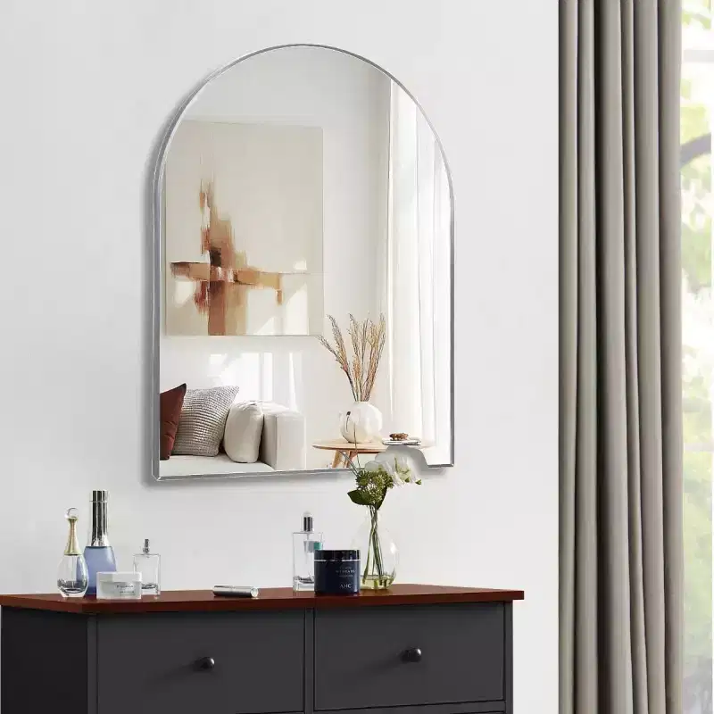 30 x 40 Arched Decor Wall Mirror, Large Modern Aluminum Alloy Frame Vanity Mirror for Entryway & Bathroom
