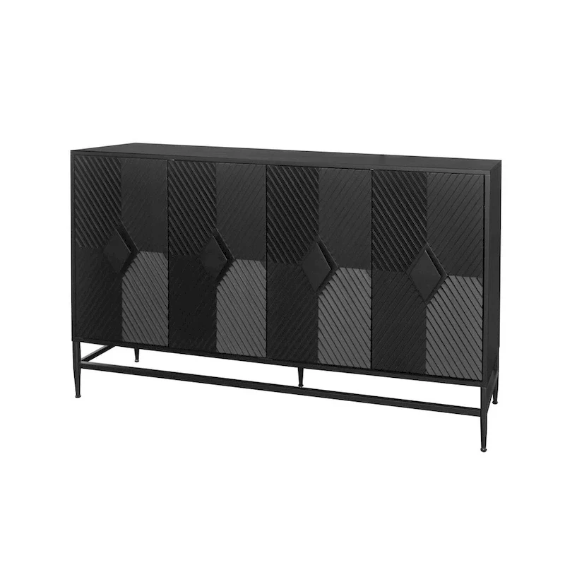 Accent Lacquered 4-Door Wooden Sideboard Buffet Server Cabinet