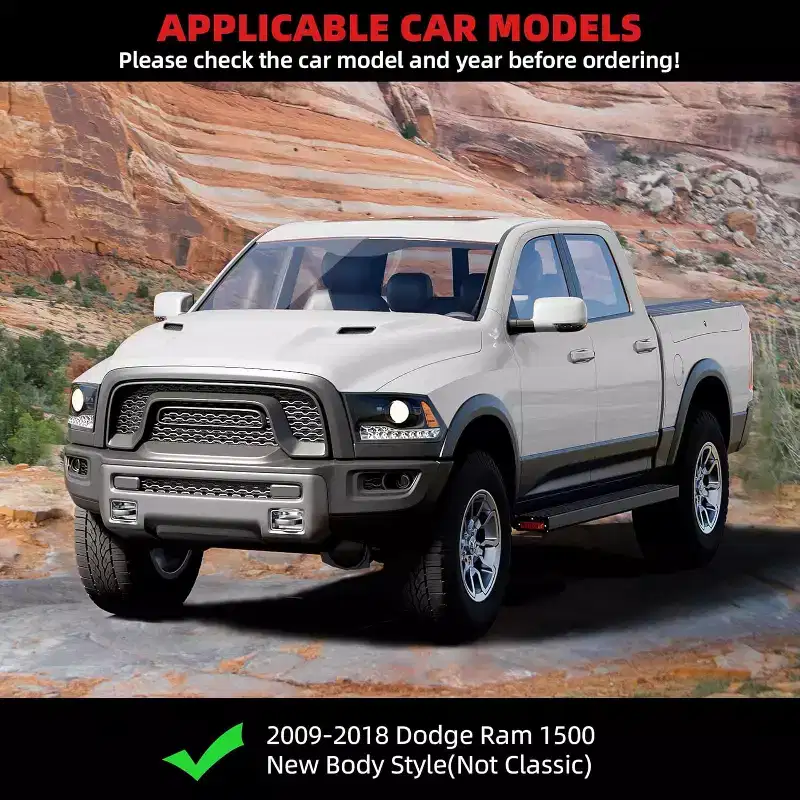 Running Boards Compatible with 2019-2024 Dodge Ram 1500 Crew Cab(Excl.2019-2023 Classic),Aluminum Side Bars