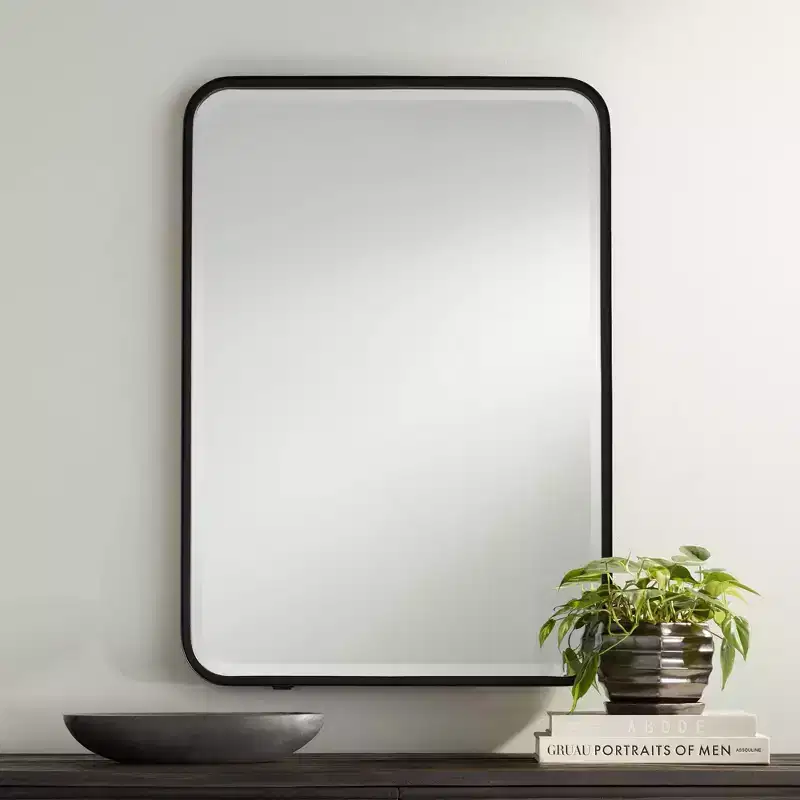 Uttermost Soren Black 24 x 34 Rounded Edge Rectangular Mirrors Set of 2