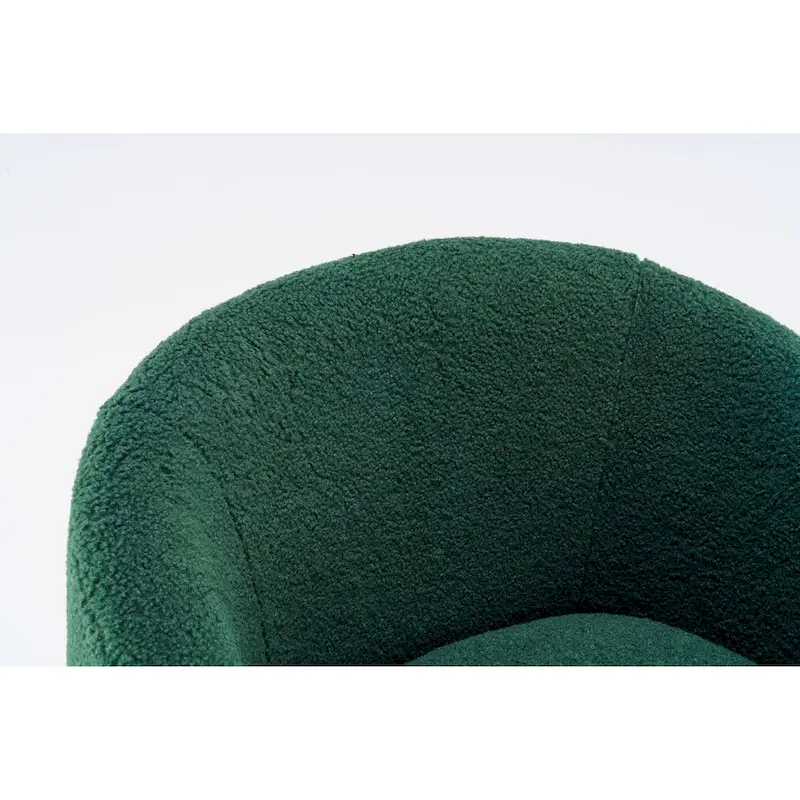 Green Chenille Swivel Barrel Chair with Metal Ring Base