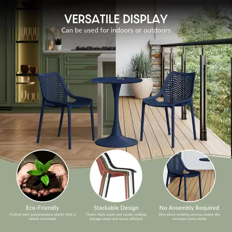 WestinTrends Playa 5-Piece Modern Square Patio Dining Table Set with Stackable Patio Dining Chairs